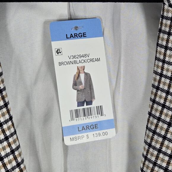 Vince Camuto Plaid Blazer Womens Large NEW Checkered Single Button Lined Jacket - Picture 6 of 12